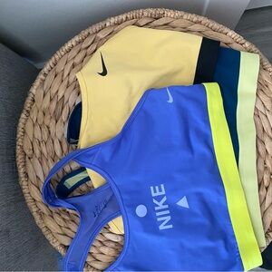 Nike Blue, Yellow, and Purple Sports Bra Trio